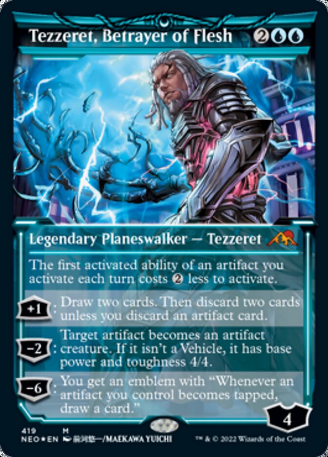 Tezzeret, Betrayer of Flesh (Showcase) (Foil Etched) [Kamigawa: Neon Dynasty] | Exor Games Dartmouth