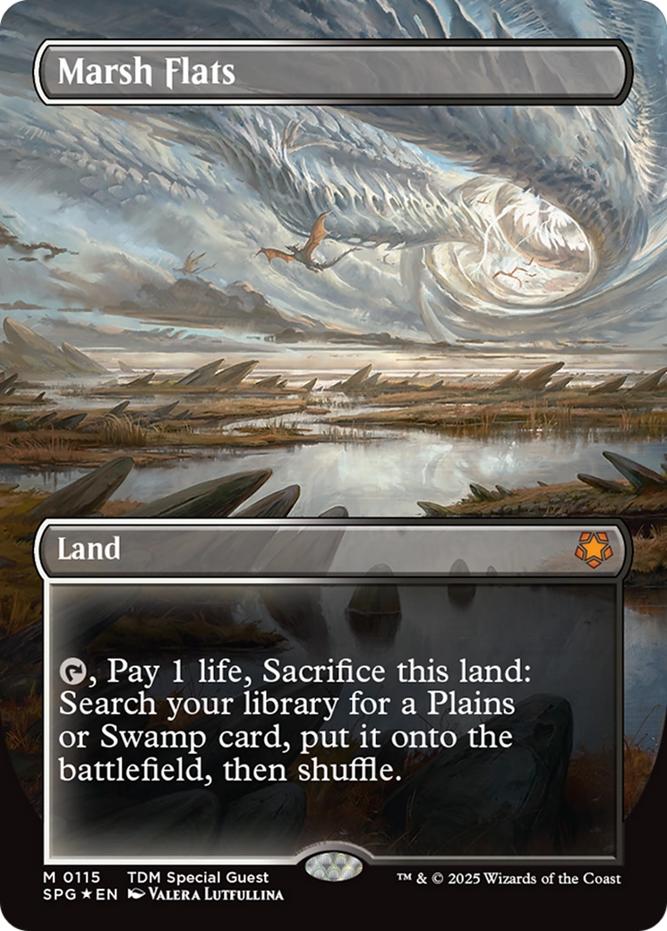 Marsh Flats (Borderless) (Dragonscale Foil) [Tarkir: Dragonstorm Special Guests] | Exor Games Dartmouth