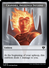 Chandra, Awakened Inferno Emblem // Wizard Double-Sided Token [Commander Masters Tokens] | Exor Games Dartmouth