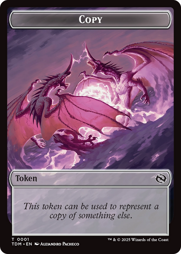 Copy // Dragon (0014) Double-Sided Token [Tarkir: Dragonstorm Commander Tokens] | Exor Games Dartmouth