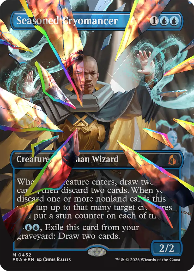 Seasoned Cryomancer (Borderless) (Facet Foil) (0452) [Reality Fracture] | Exor Games Dartmouth