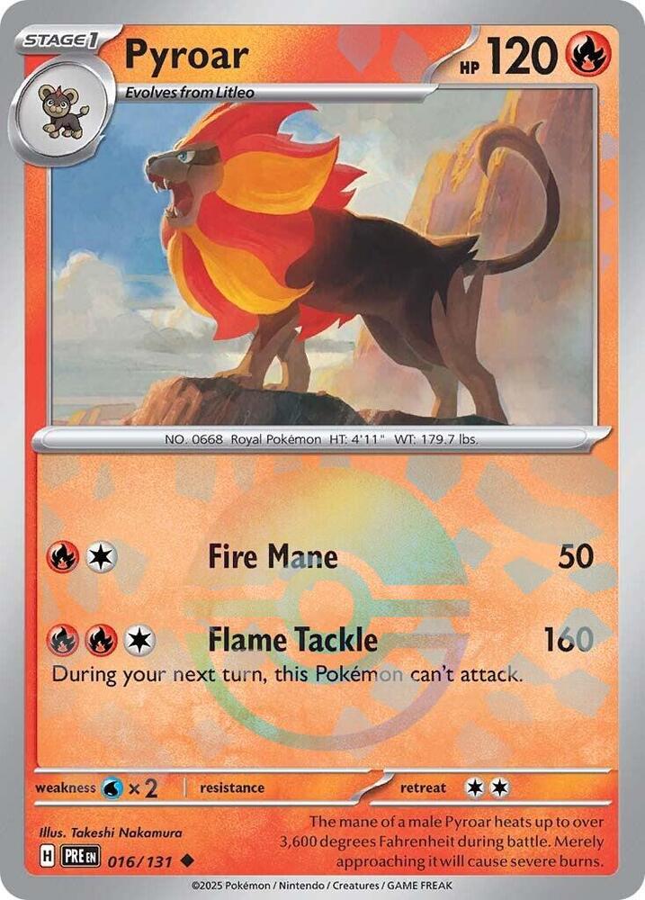 Pyroar (016/131) (Poke Ball Pattern) [Scarlet & Violet: Prismatic Evolutions] | Exor Games Dartmouth
