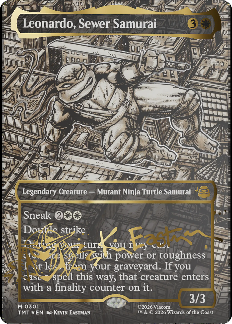 Leonardo, Sewer Samurai (Borderless) (Gold-Stamped Signature) [Teenage Mutant Ninja Turtles] | Exor Games Dartmouth