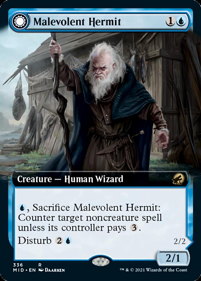 Malevolent Hermit // Benevolent Geist (Extended Art) [Innistrad: Midnight Hunt] | Exor Games Dartmouth