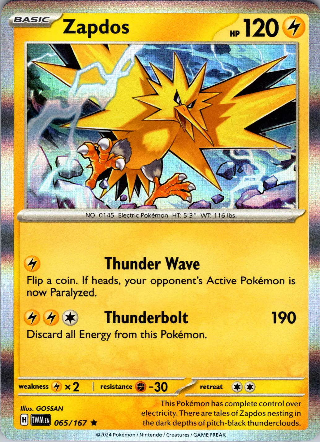 Zapdos (065/167) [Scarlet & Violet: Twilight Masquerade] | Exor Games Dartmouth