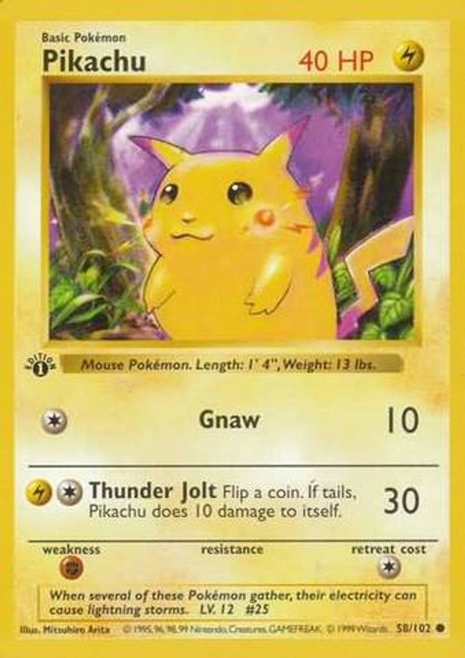 Pikachu (58/102) (Red Cheeks Misprint) [Base Set 1st Edition] | Exor Games Dartmouth
