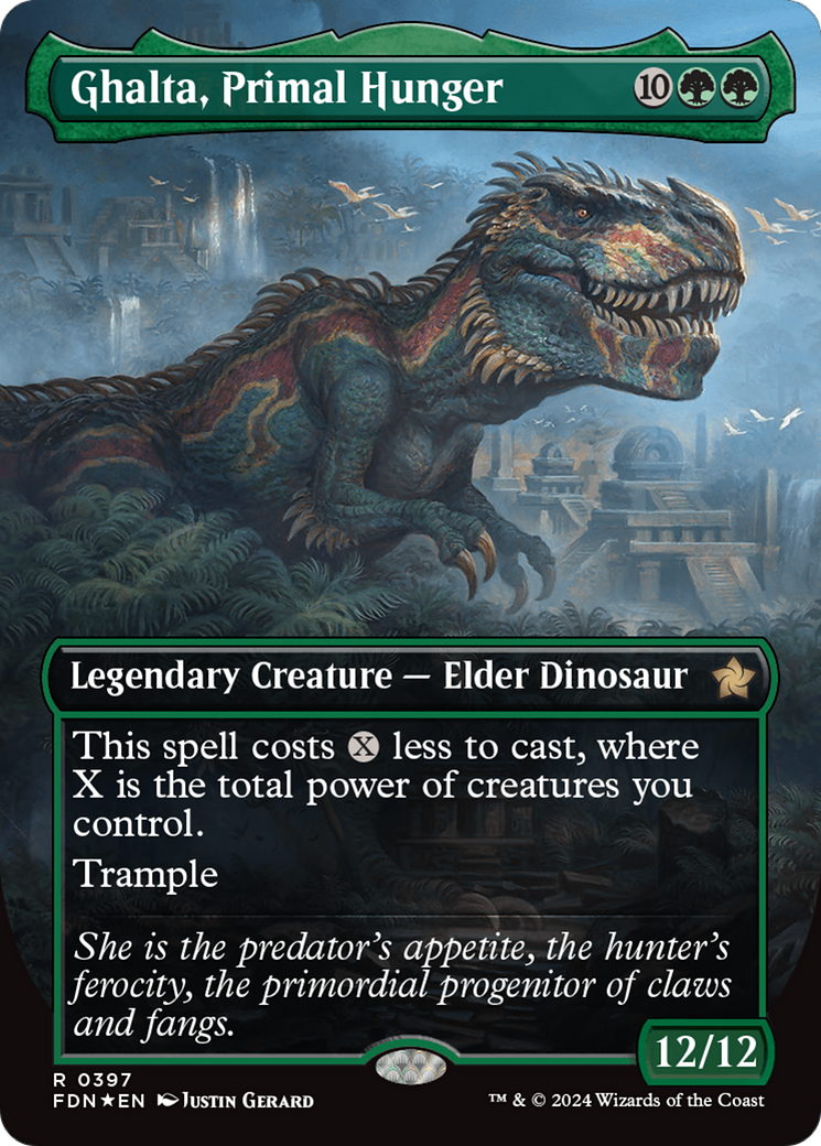 Ghalta, Primal Hunger (Borderless) (Mana Foil) [Foundations] | Exor Games Dartmouth