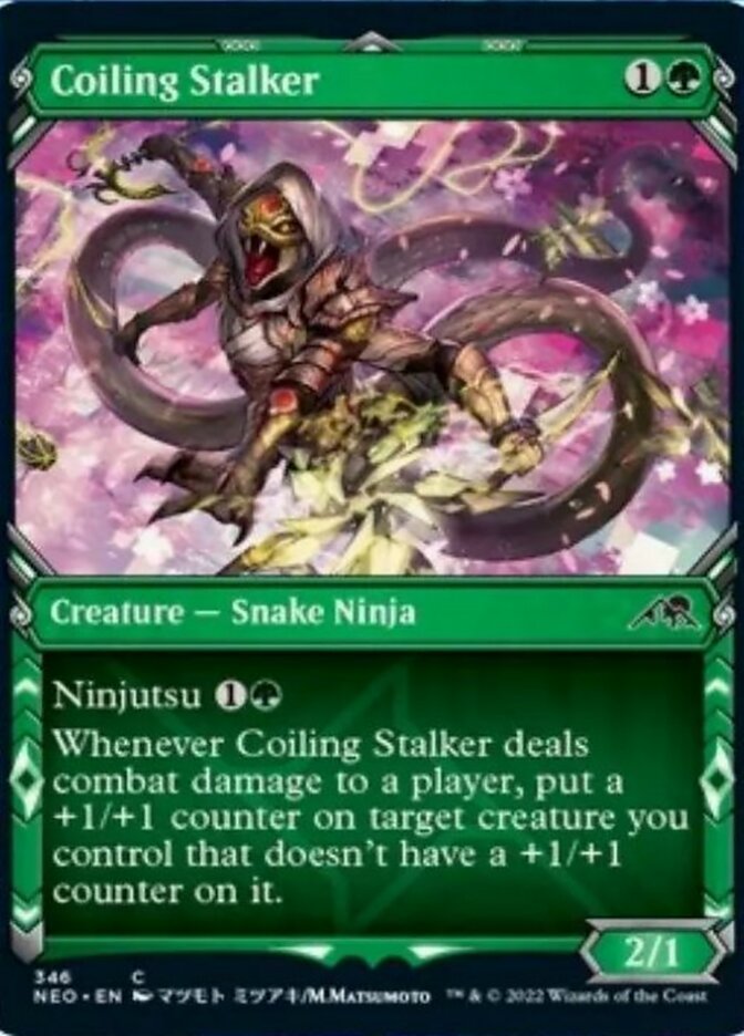Coiling Stalker (Showcase Ninja) [Kamigawa: Neon Dynasty] | Exor Games Dartmouth