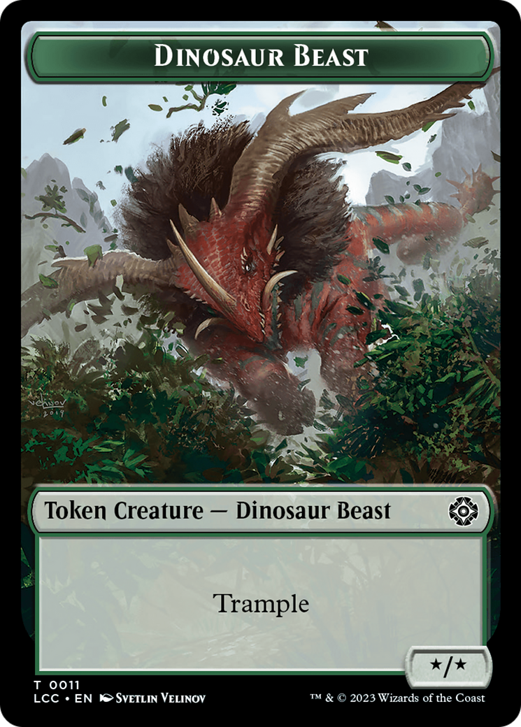 Dinosaur Beast // Dinosaur Double-Sided Token [The Lost Caverns of Ixalan Commander Tokens] | Exor Games Dartmouth