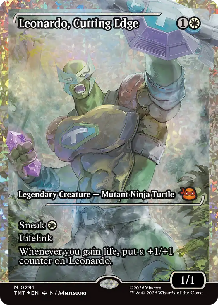 Leonardo, Cutting Edge (Showcase) (Fracture Foil) [Teenage Mutant Ninja Turtles] | Exor Games Dartmouth