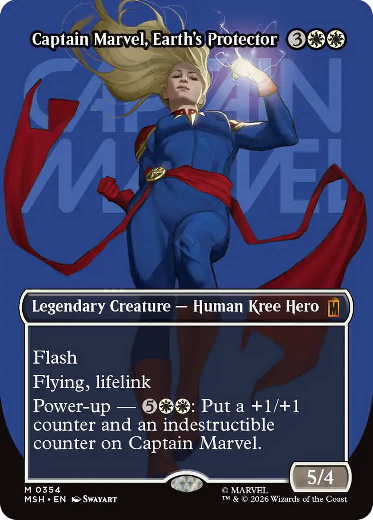 Captain Marvel, Earth's Protector (Borderless) (0354) [Marvel Super Heroes] | Exor Games Dartmouth