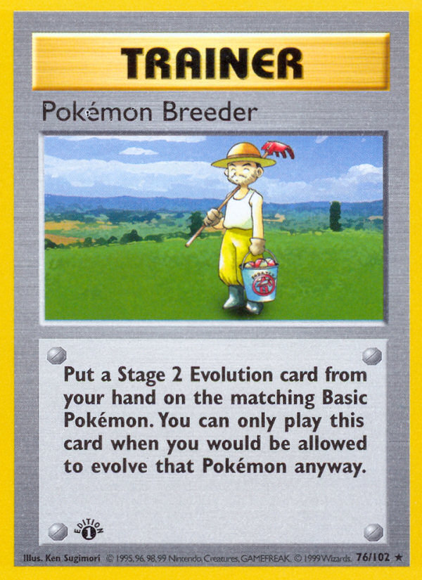 Pokemon Breeder (76/102) (Shadowless) [Base Set 1st Edition] | Exor Games Dartmouth