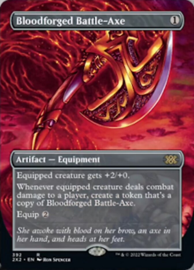 Bloodforged Battle-Axe (Borderless Alternate Art) [Double Masters 2022] | Exor Games Dartmouth