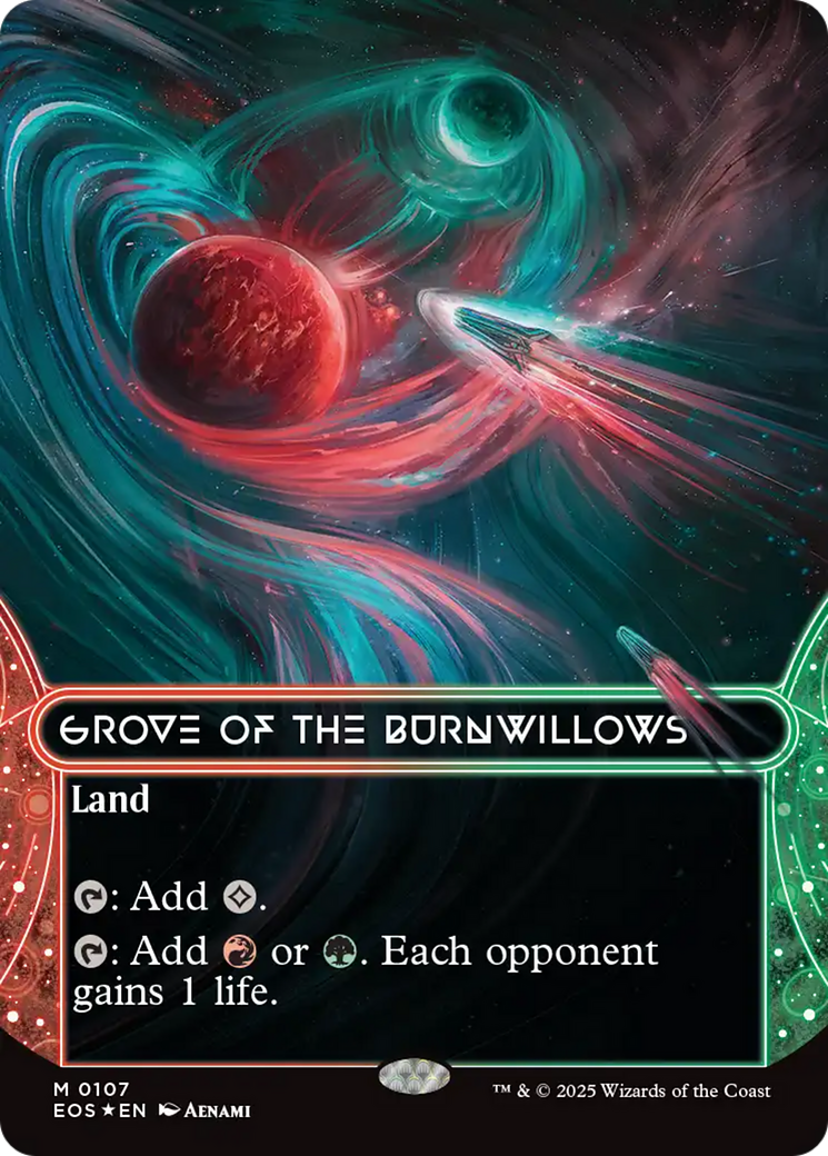 Grove of the Burnwillows (0107) (Borderless) (Galaxy Foil) [Edge of Eternities: Stellar Sights] | Exor Games Dartmouth