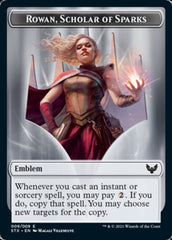 Elemental // Rowan, Scholar of Sparks Emblem Double-Sided Token [Strixhaven: School of Mages Tokens] | Exor Games Dartmouth