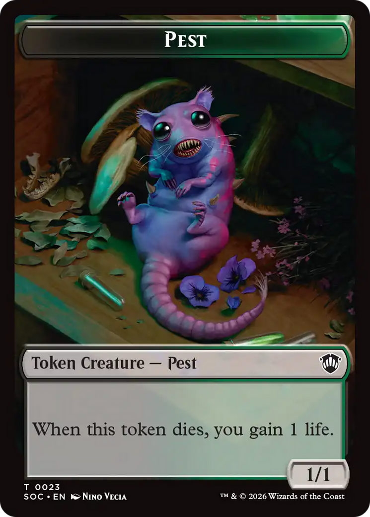 Saproling // Pest (0023) Double-Sided Token [Secrets of Strixhaven Commander Tokens] | Exor Games Dartmouth