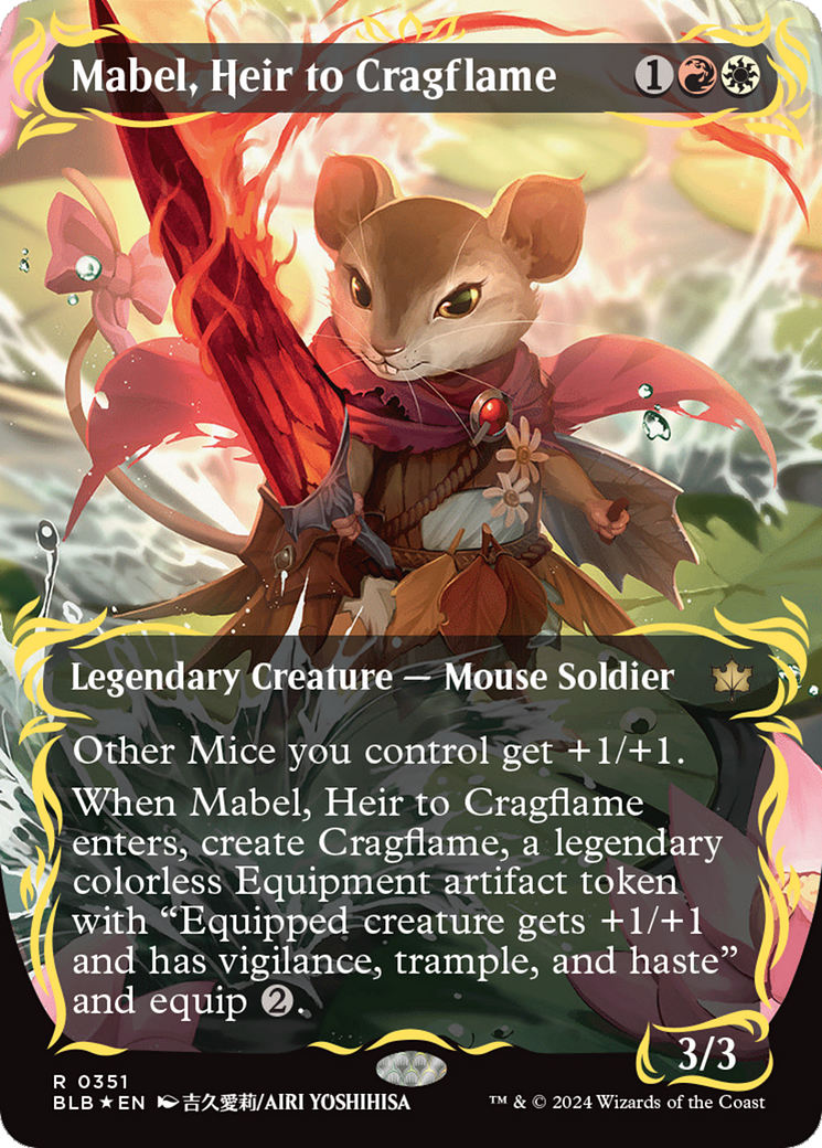 Mabel, Heir to Cragflame (Borderless) (Raised Foil) [Bloomburrow] | Exor Games Dartmouth