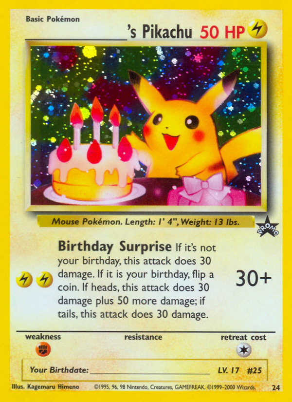 _____'s Pikachu (24) (Birthday Pikachu) [Wizards of the Coast: Black Star Promos] | Exor Games Dartmouth