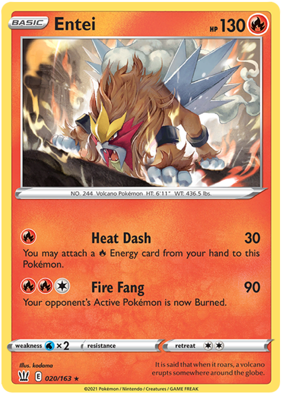 Entei (020/163) [Sword & Shield: Battle Styles] | Exor Games Dartmouth