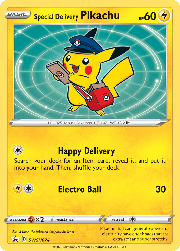 Special Delivery Pikachu (SWSH074) [Sword & Shield: Black Star Promos] | Exor Games Dartmouth