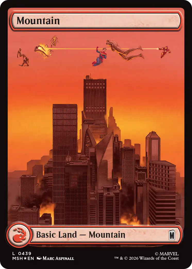Mountain (0439) (Surge Foil) [Marvel Super Heroes] | Exor Games Dartmouth
