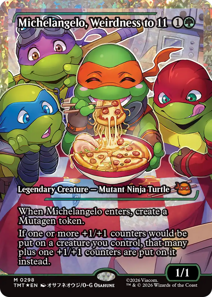 Michelangelo, Weirdness to 11 (Showcase) (Fracture Foil) [Teenage Mutant Ninja Turtles] | Exor Games Dartmouth