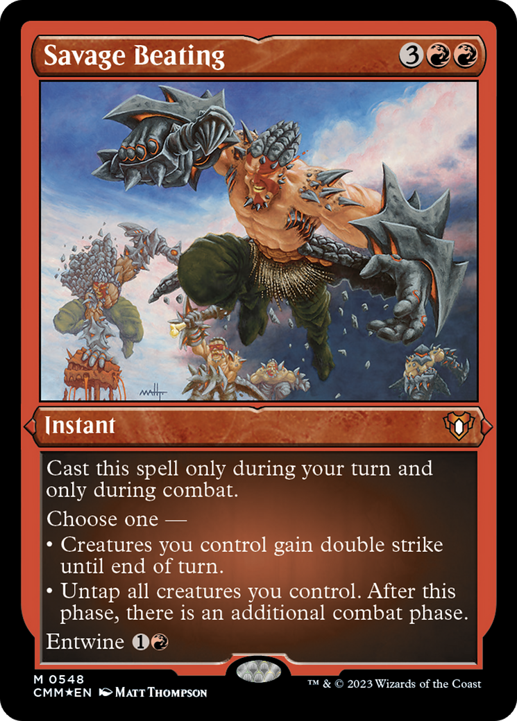 Savage Beating (Foil Etched) [Commander Masters] | Exor Games Dartmouth
