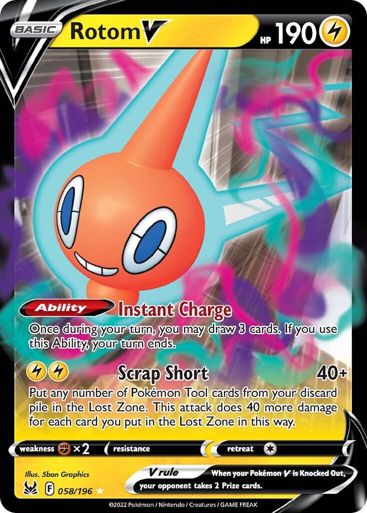 Rotom V (058/196) [Sword & Shield: Lost Origin] | Exor Games Dartmouth