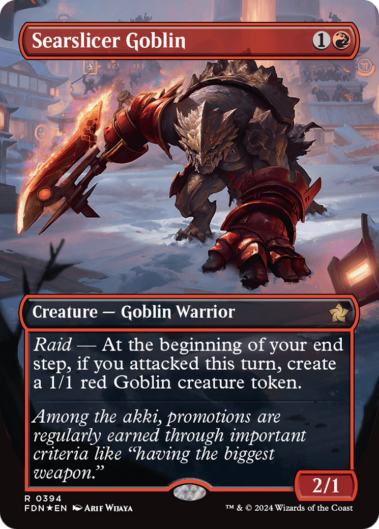 Searslicer Goblin (Borderless) (Mana Foil) [Foundations] | Exor Games Dartmouth