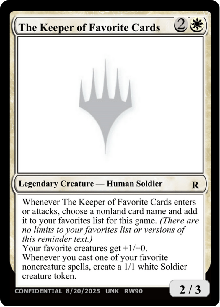 The Keeper of Favorite Cards (8/20/2025) [Unknown Event] | Exor Games Dartmouth