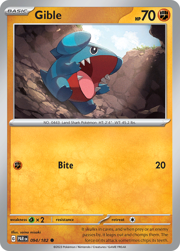 Gible (094/182) [Scarlet & Violet: Paradox Rift] | Exor Games Dartmouth