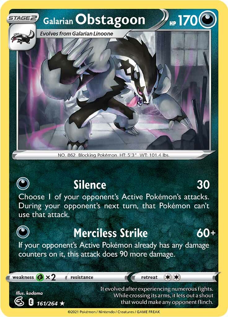 Galarian Obstagoon (161/264) [Sword & Shield: Fusion Strike] | Exor Games Dartmouth