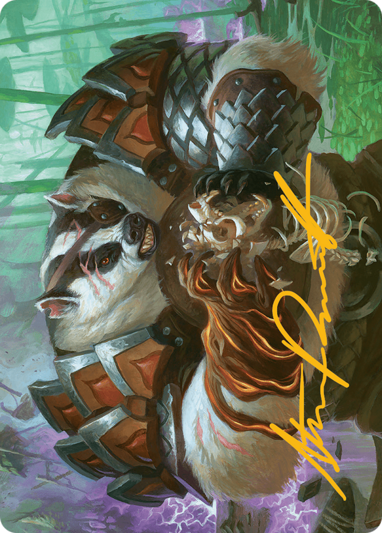 Hugs, Grisly Guardian Art Card (Gold-Stamped Signature) [Bloomburrow Art Series] | Exor Games Dartmouth