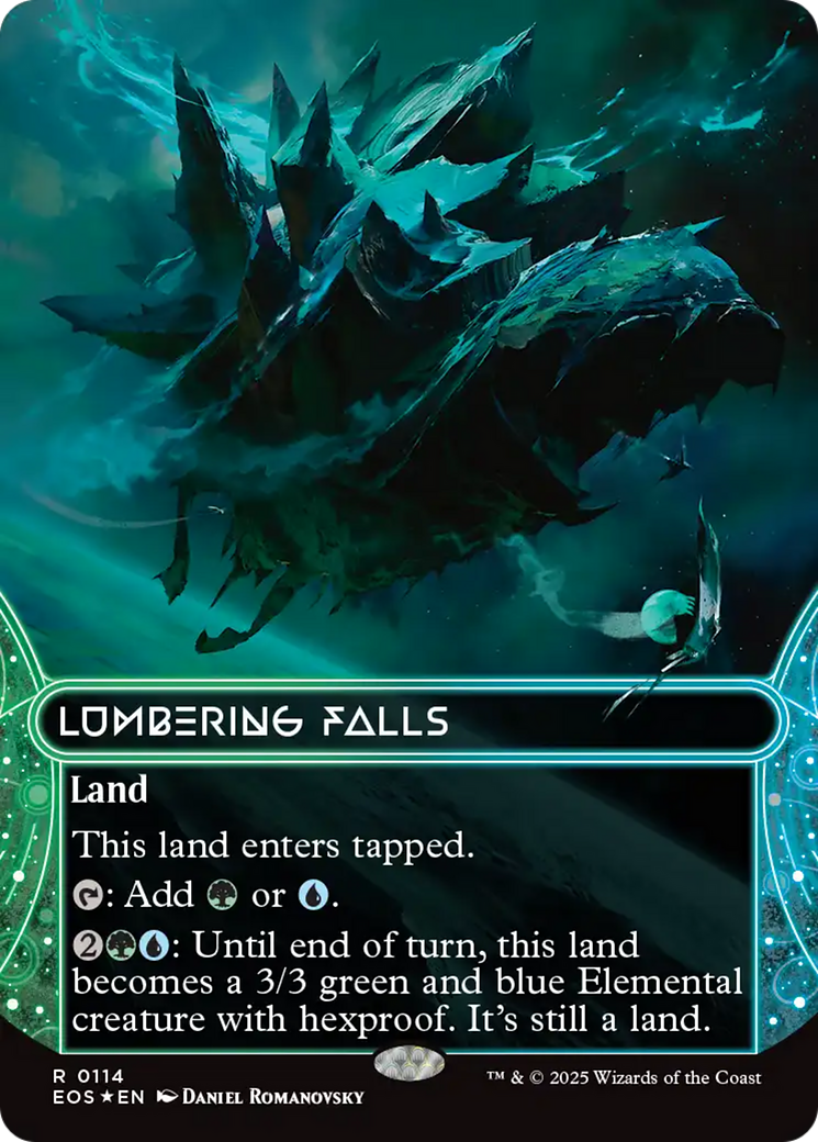 Lumbering Falls (0114) (Borderless) (Galaxy Foil) [Edge of Eternities: Stellar Sights] | Exor Games Dartmouth