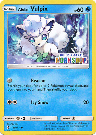 Alolan Vulpix (21/145) (Build A Bear Workshop Exclusive) [Sun & Moon: Guardians Rising] | Exor Games Dartmouth