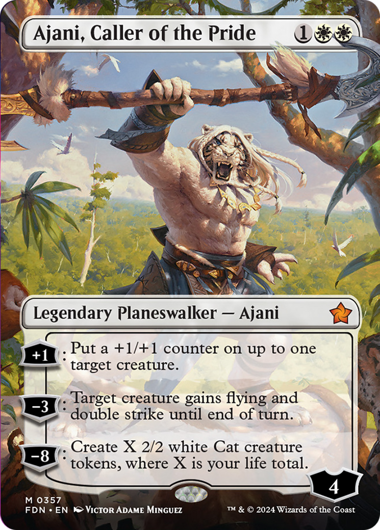 Ajani, Caller of the Pride (Borderless) [Foundations] | Exor Games Dartmouth