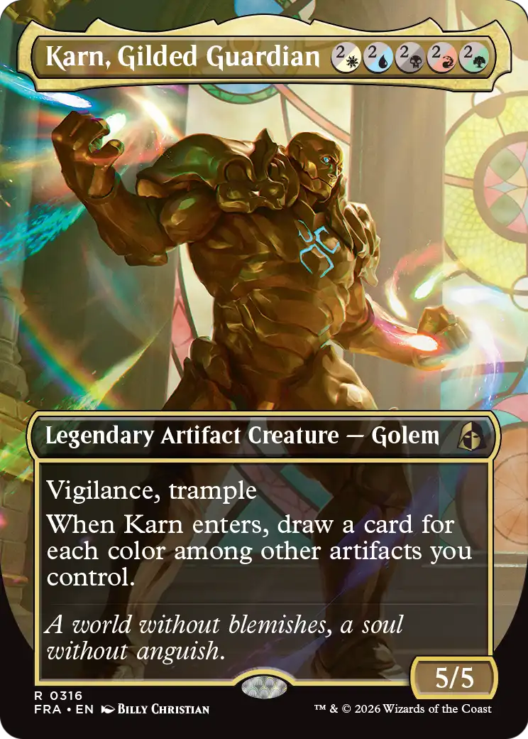 Karn, Gilded Guardian (Borderless) [Reality Fracture] | Exor Games Dartmouth