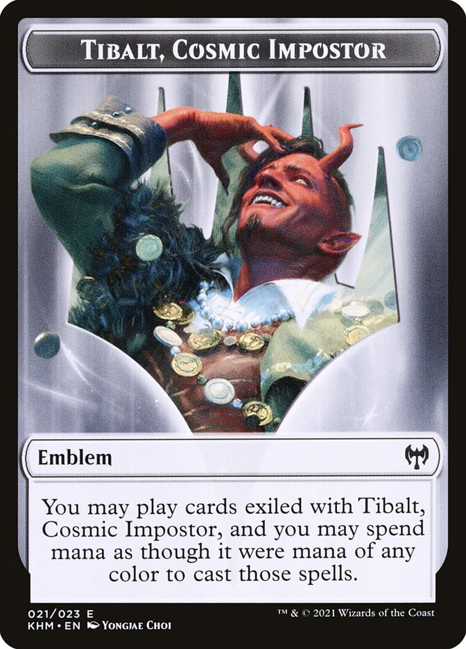 Treasure // Tibalt, Cosmic Impostor Emblem Double-Sided Token [Kaldheim Tokens] | Exor Games Dartmouth