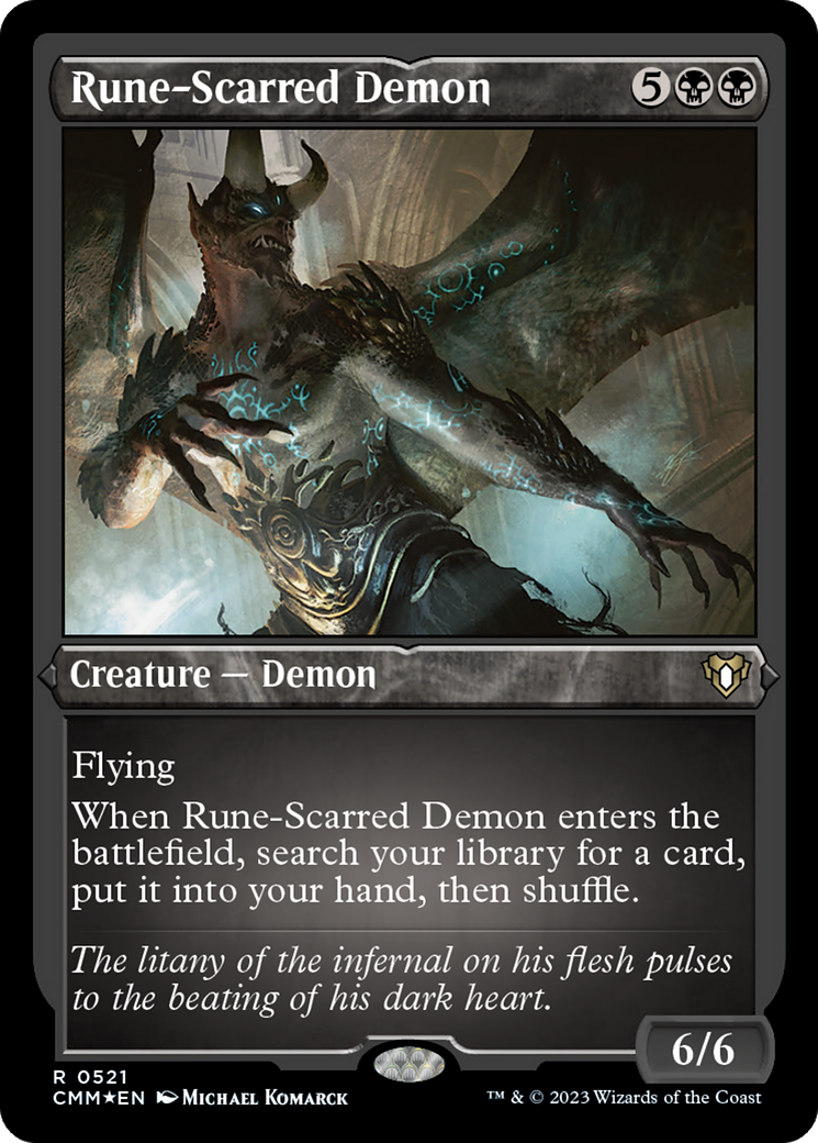 Rune-Scarred Demon (Foil Etched) [Commander Masters] | Exor Games Dartmouth