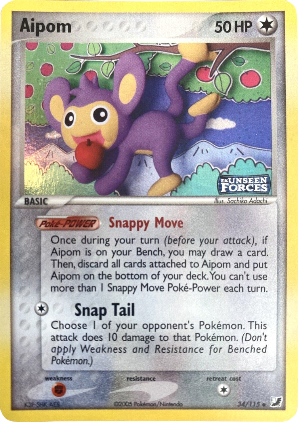 Aipom (34/115) (Stamped) [EX: Unseen Forces] | Exor Games Dartmouth