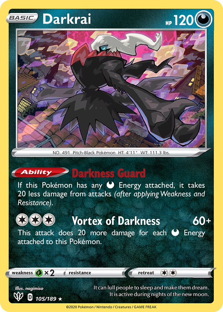 Darkrai (105/189) (Cosmos Holo) [Sword & Shield: Darkness Ablaze] | Exor Games Dartmouth