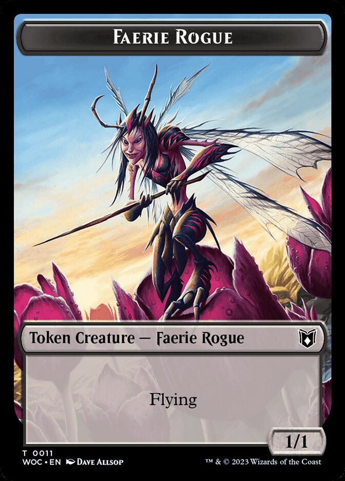 Faerie Rogue // Faerie (0011) Double-Sided Token [Wilds of Eldraine Commander Tokens] | Exor Games Dartmouth