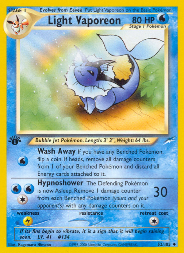 Light Vaporeon (52/105) [Neo Destiny 1st Edition] | Exor Games Dartmouth