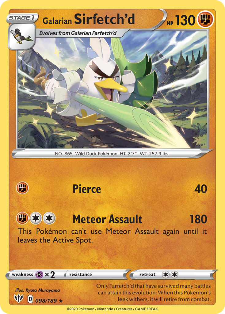 Galarian Sirfetch'd (098/189) (Cracked Ice holo) (Theme Deck Exclusive) [Sword & Shield: Darkness Ablaze] | Exor Games Dartmouth