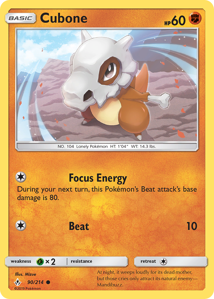 Cubone (90/214) [Sun & Moon: Unbroken Bonds] | Exor Games Dartmouth