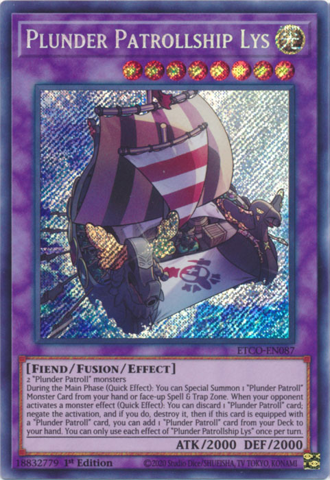 Plunder Patrollship Lys [ETCO-EN087] Secret Rare | Exor Games Dartmouth