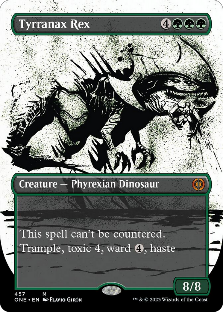 Tyrranax Rex (Borderless Ichor Step-and-Compleat Foil) [Phyrexia: All Will Be One] | Exor Games Dartmouth