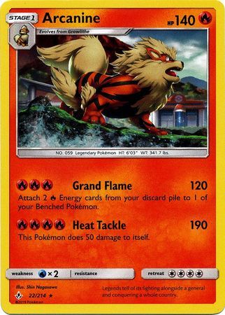 Arcanine (22/214) (Cosmos Holo) [Sun & Moon: Unbroken Bonds] | Exor Games Dartmouth