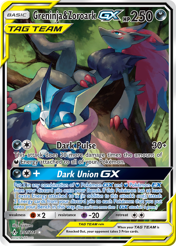 Greninja & Zoroark GX (201/214) [Sun & Moon: Unbroken Bonds] | Exor Games Dartmouth