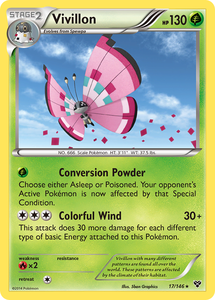 Vivillon (17/146) (Meadow Form/Pink Wings) [XY: Base Set] | Exor Games Dartmouth